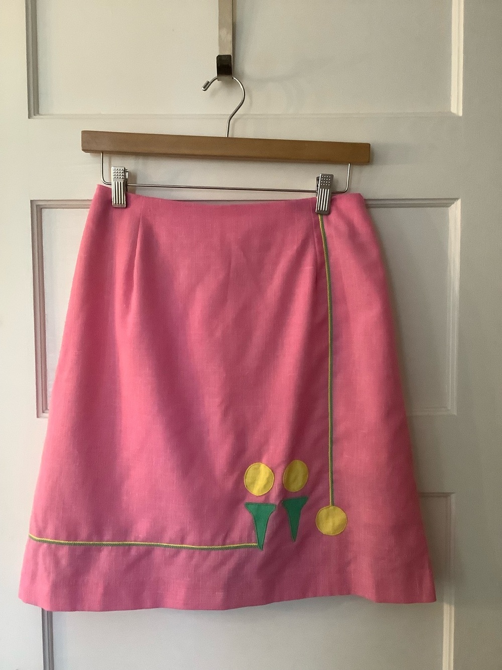 Vintage Retro 70s Lynne James Golf Skort Pink with Golf Tees, Sz Medium